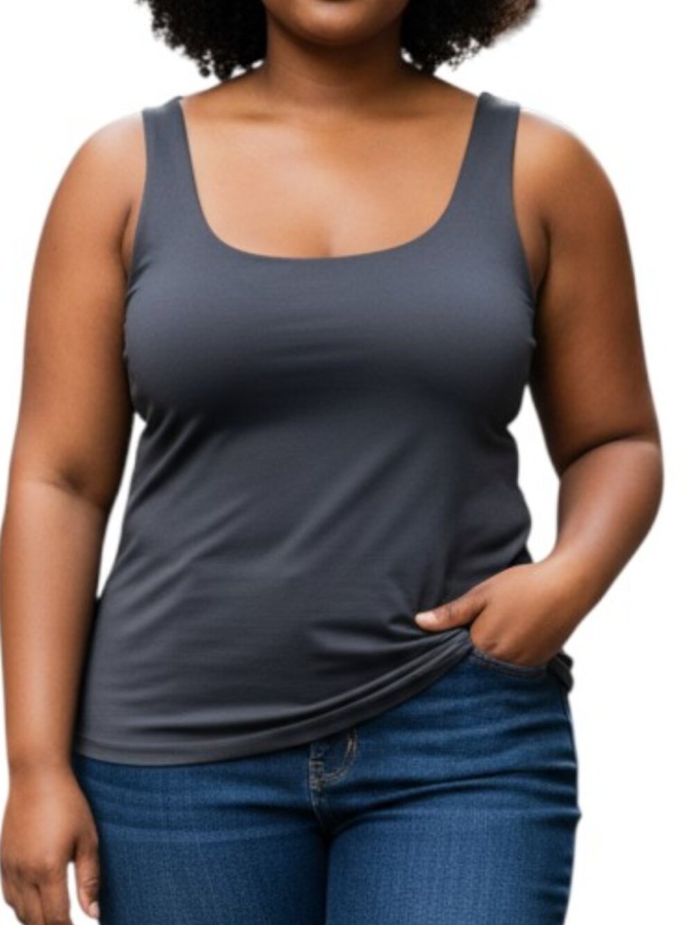 ZARA Women's Tank Top Size M Dark Gray Sleeveless Scoop Neck Stretch